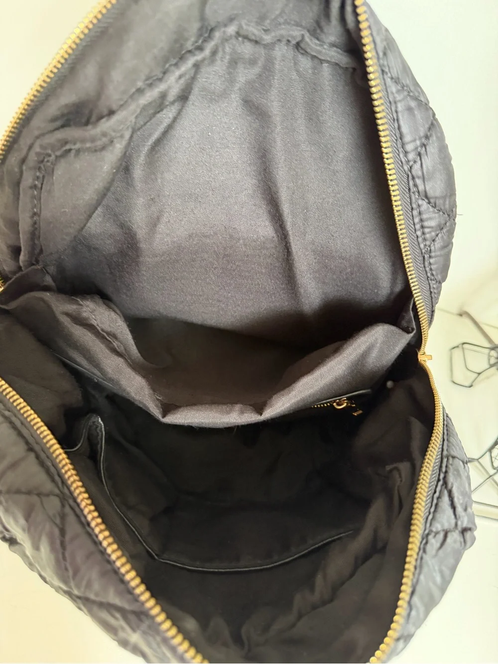 bebe Quilted Black Backpack with Gold-Tone Plate